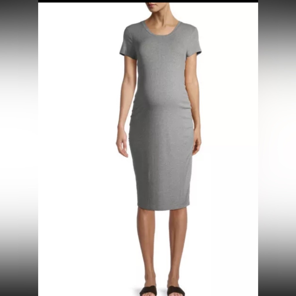Time and Tru Dress Maternity Gray Short Sleeve New